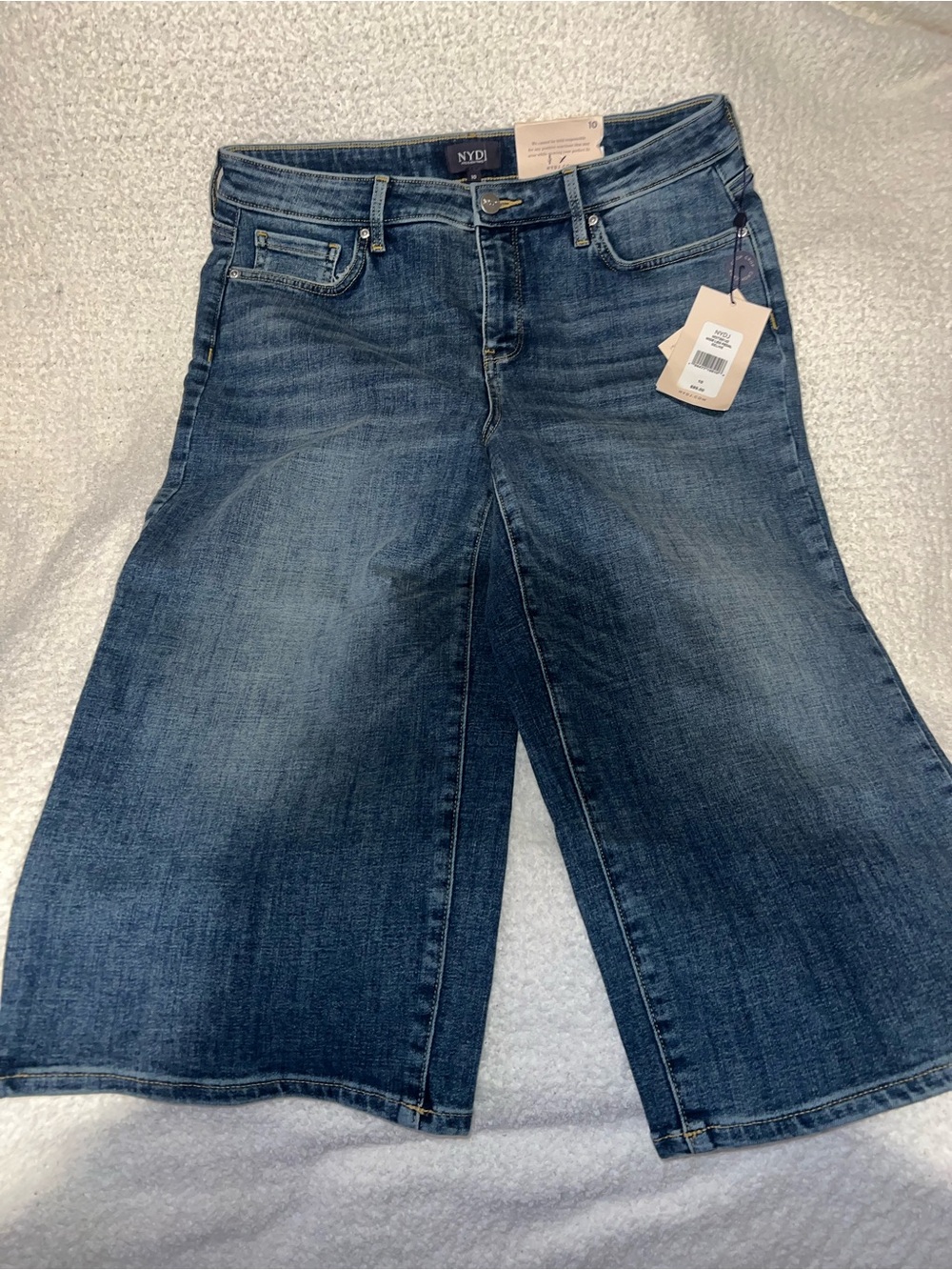 NYDJ Women's Dark Blue Wide-Leg Crop Jeans